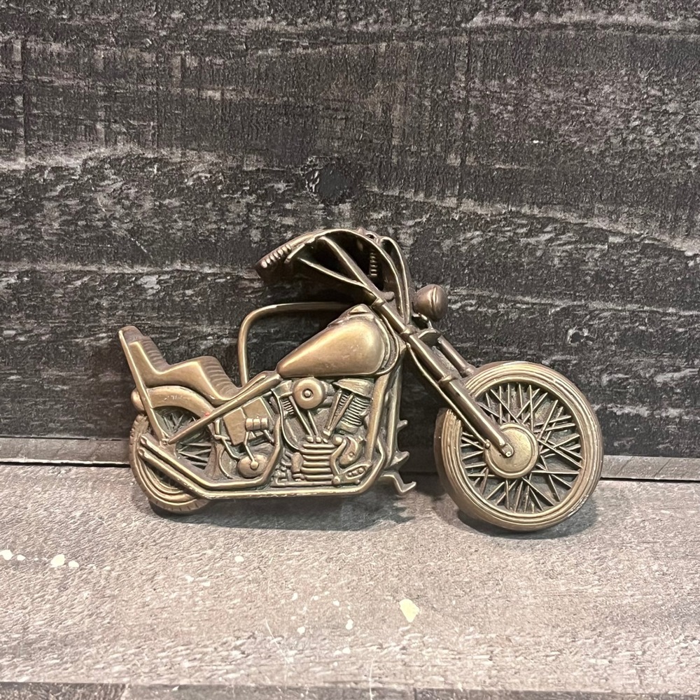 Vintage 1979 Baron Buckle Solid Brass Motorcycle Chopper Biker Belt Buckle 6132
